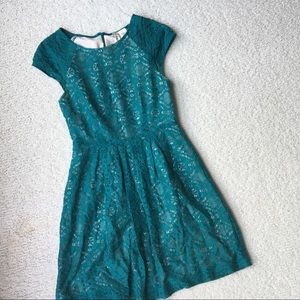Teal lace dress